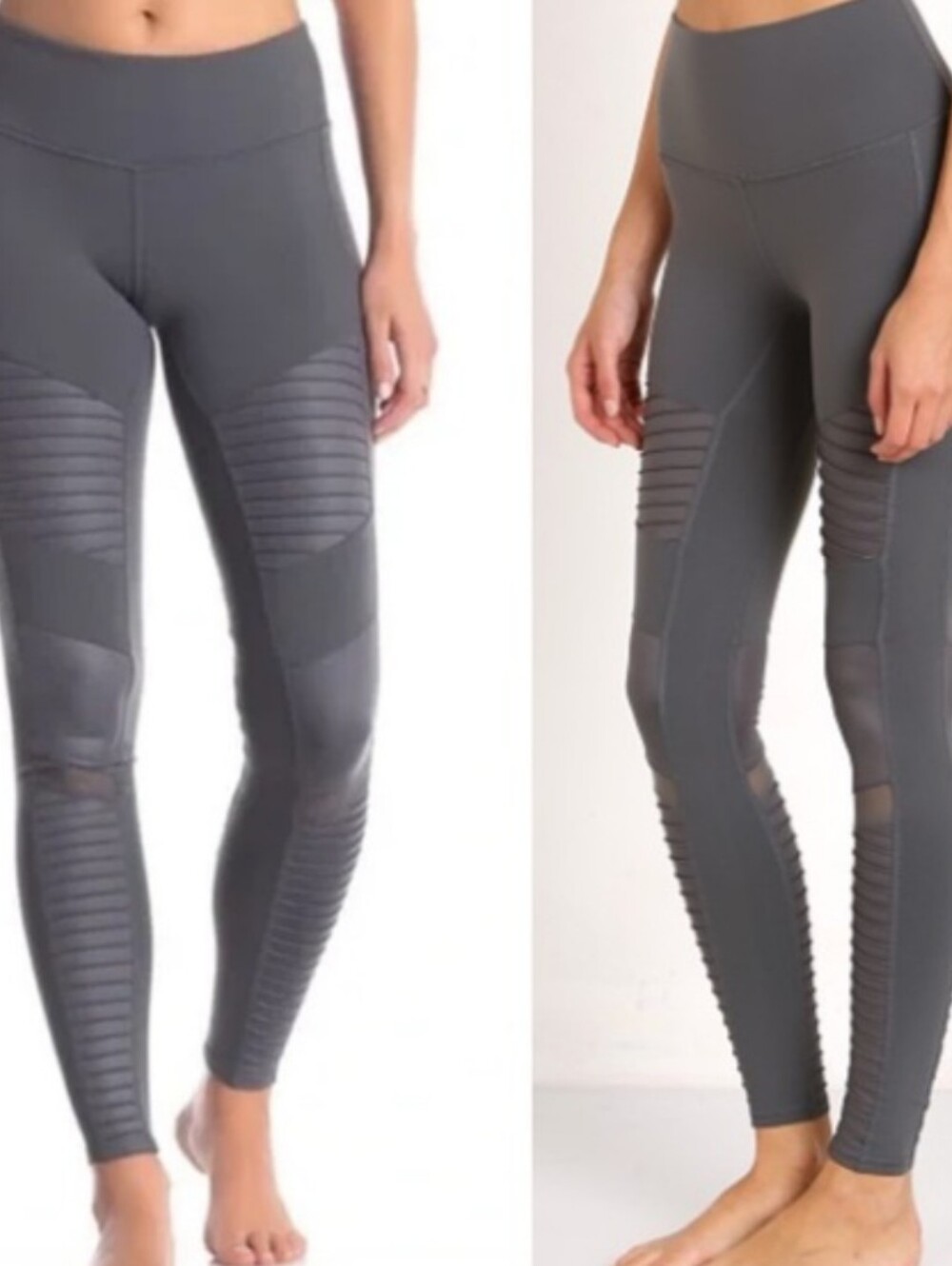 Alo Yoga Moto Legging Womens XS Blue Gray Performance Pintuck  Panels High Waist